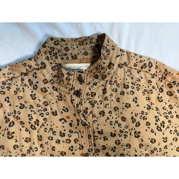 Saltwater Luxe Quilted Leopard Print Jacket Size MEDIUM Brown - Picture 6 of 14